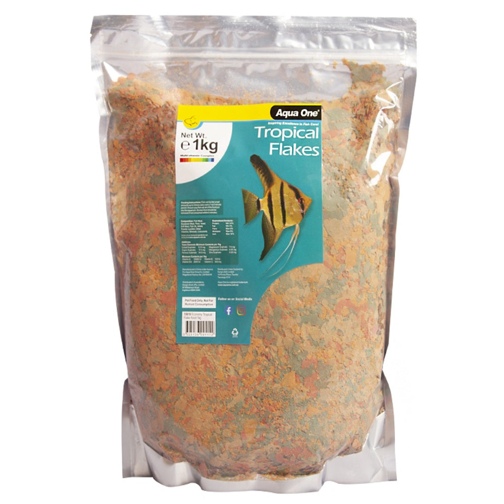 Aqua One Bulk 1kg Tropical Fish Flake Aquarium Pond Food bulk package