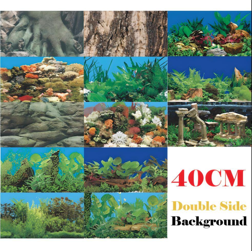Boyu Aquarium Fish Tank Background Double Side Poster 15.7"(40cm)*3ft/4ft/5ft/6ft