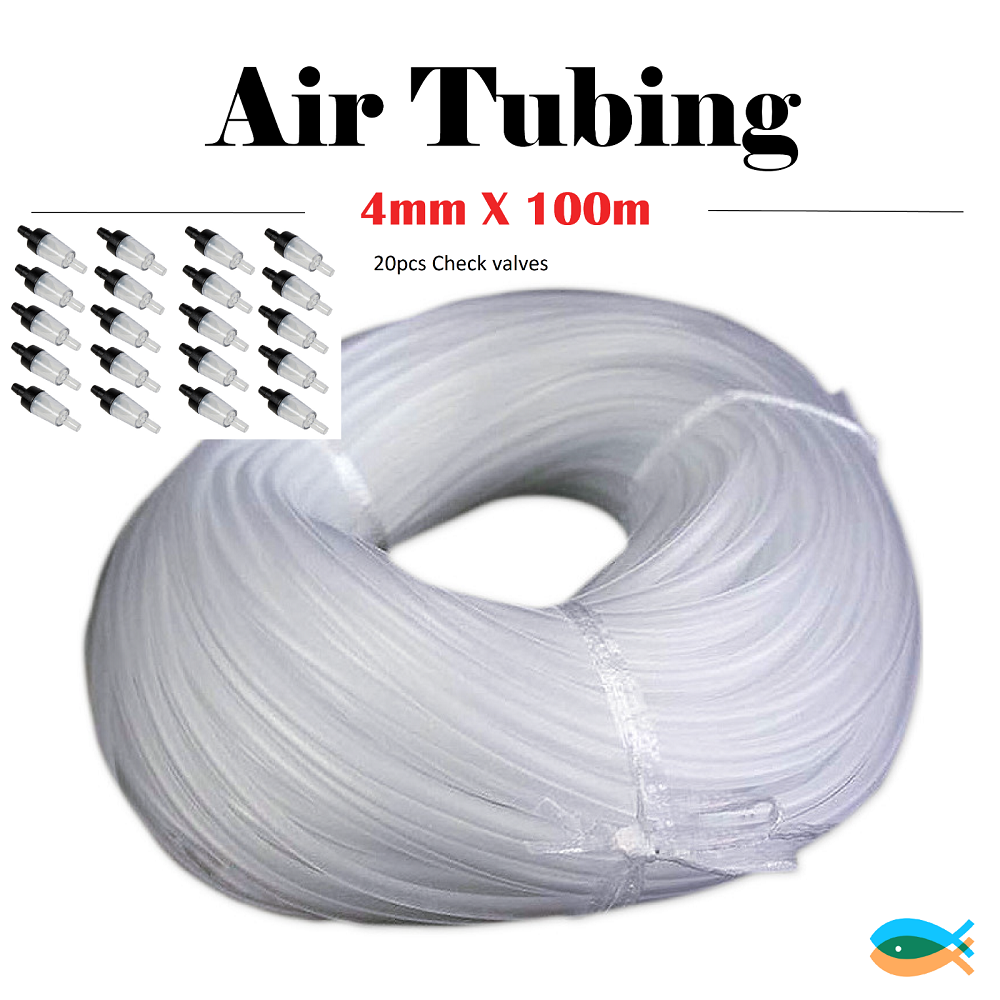Sunsun 4mm x 100m Aquarium Fish Tank Silicone Air Hose - Tubing for Air Pump with Valve (Optional)