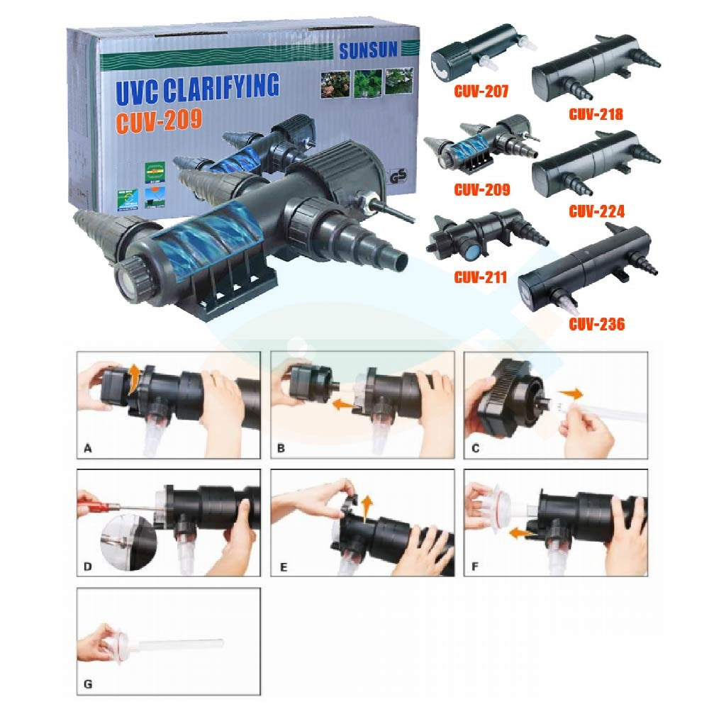 SUNSUN (Grech) 7W-72W UV Clarifying Light Pond Clarifier Aquarium UV Sterilizer