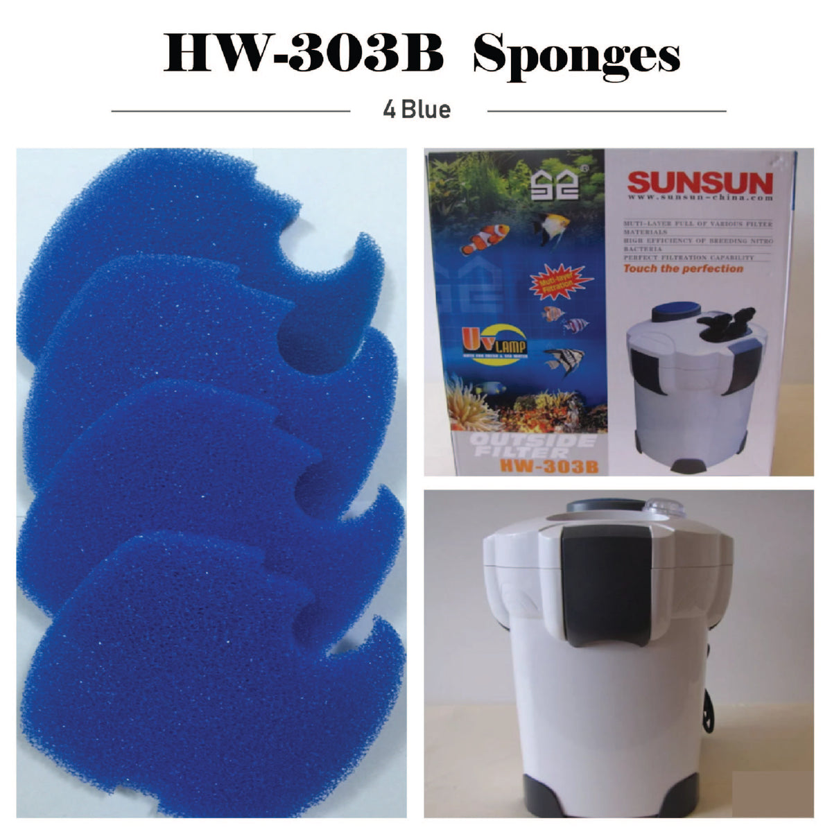 SUNSUN 4PCS genuine replacement sponge pad for all brand with the model number HW-303