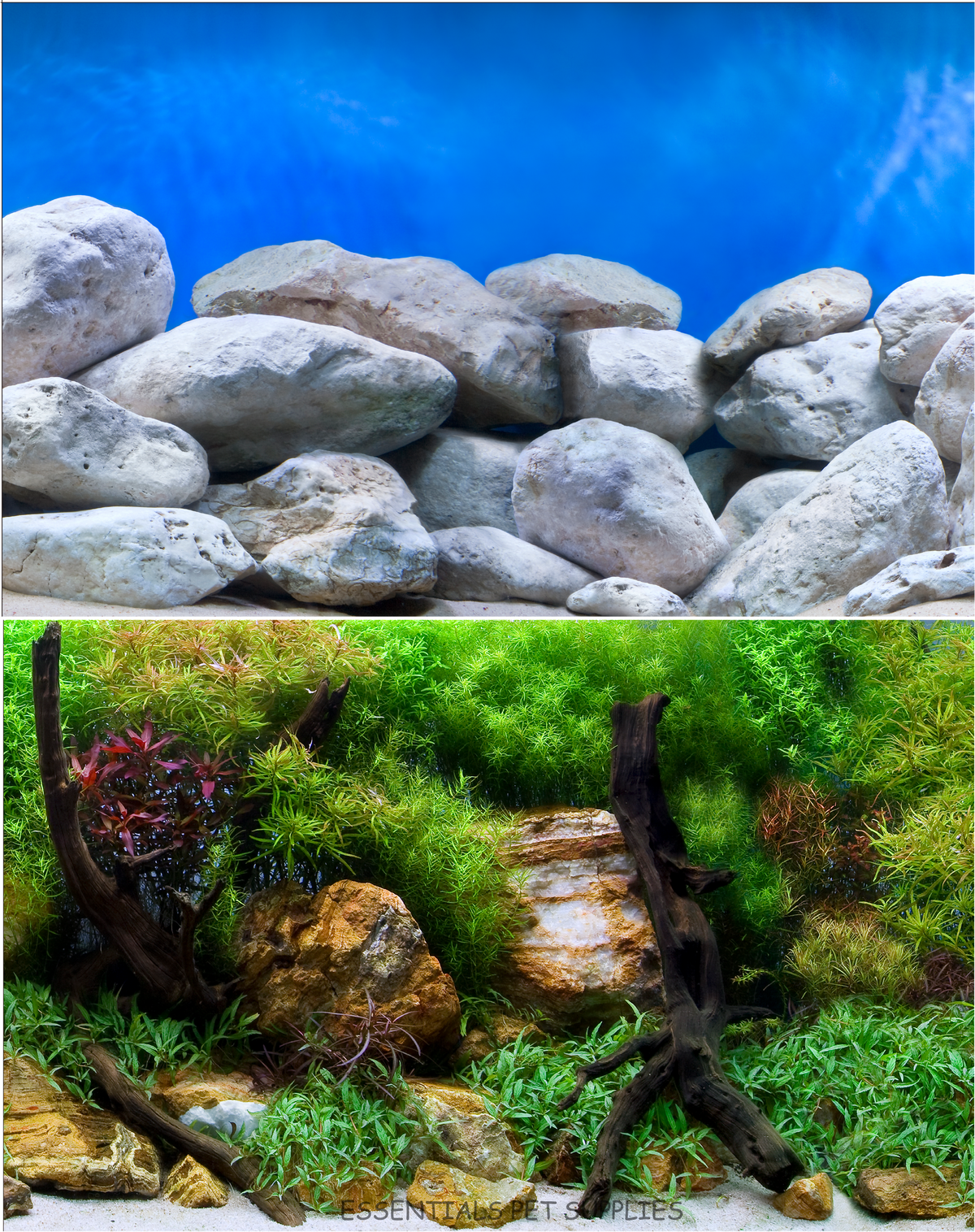 Aquarium Fish Tank Background Double Side Poster 24"(60cm)*3ft/4ft/5ft/6ft