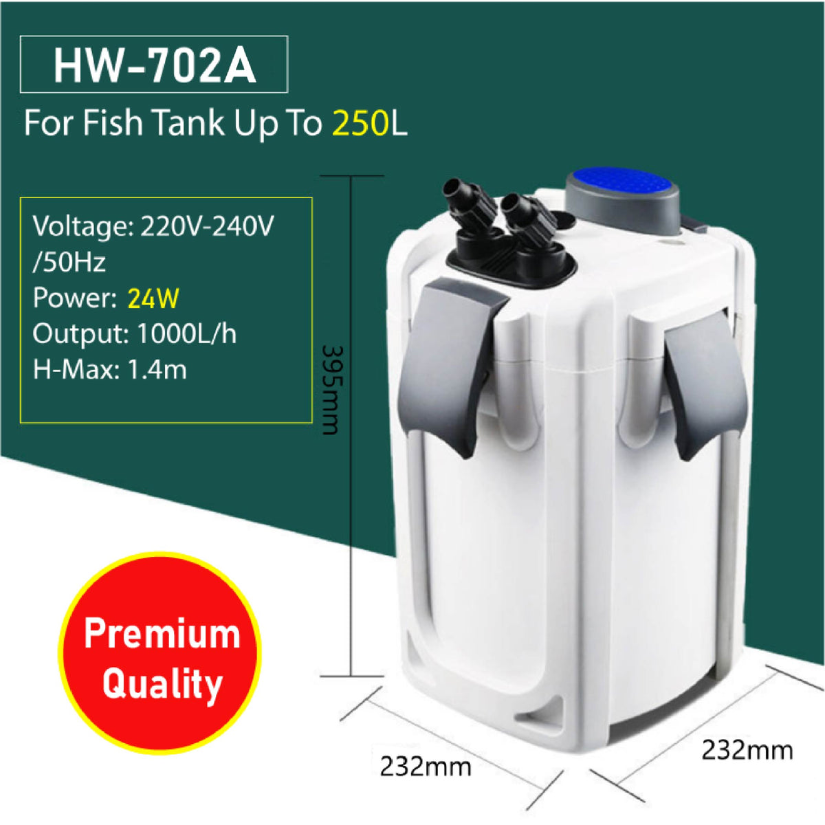 SUNSUN HW-702A 1000L/H premium external canister filter/pump