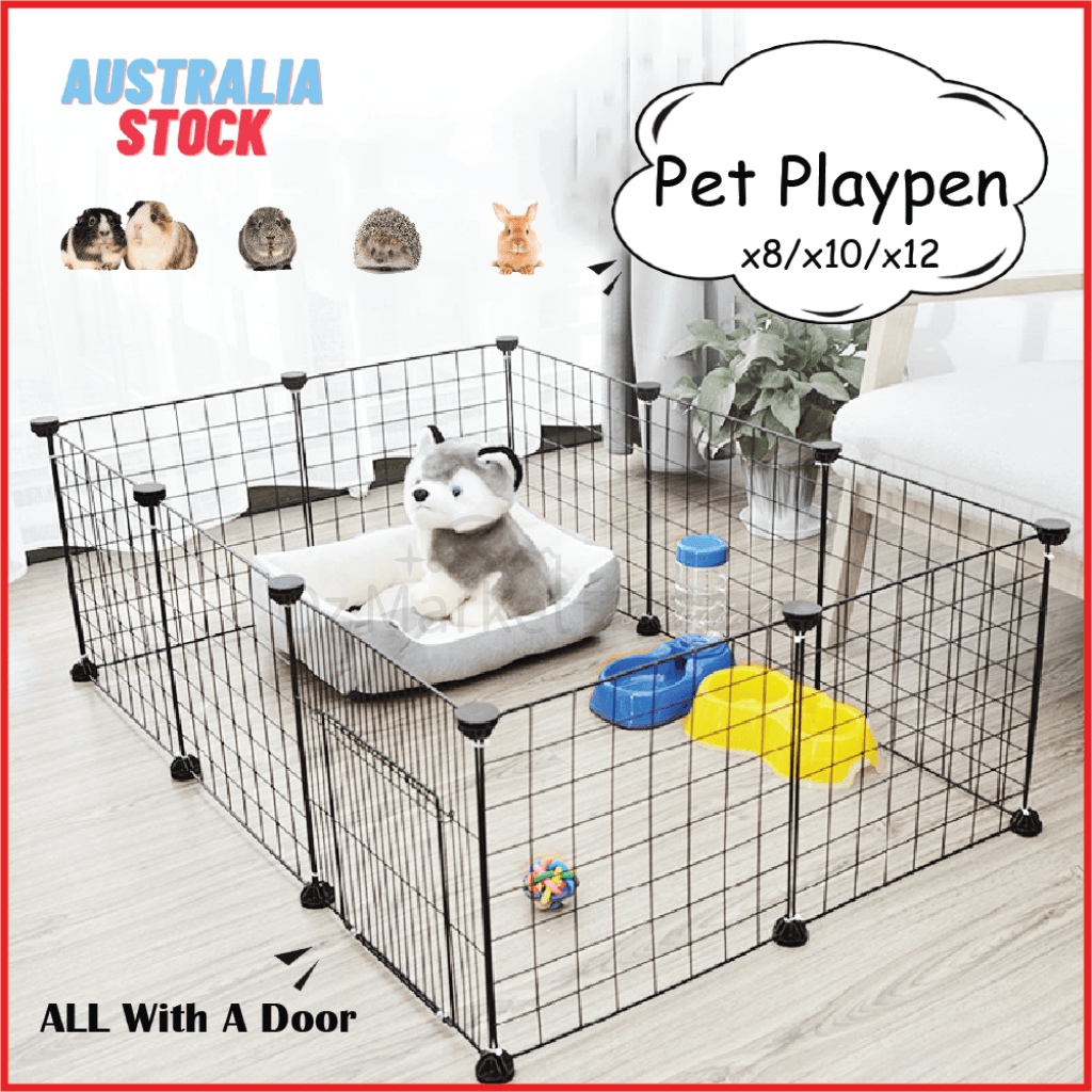 8/10/12 Panel Pet Dog Cat Guinea Pig Rabbit Cage Playpen Puppy Safe Gate