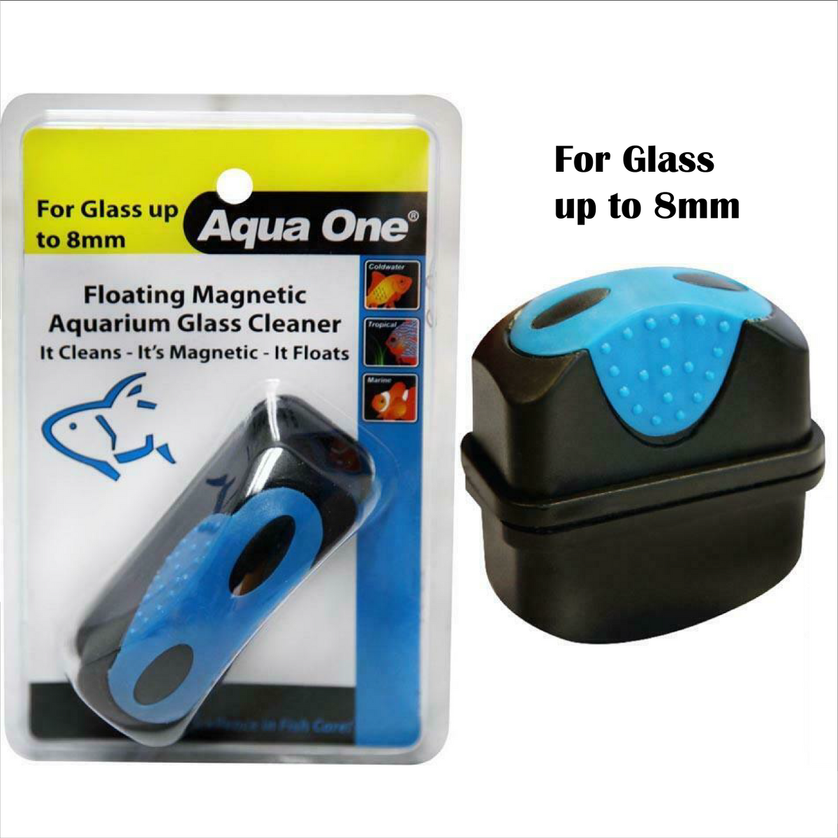 Aqua One Aquarium Fish Tank Floating Magnetic Cleaner For 5/8/12/16mm Glass