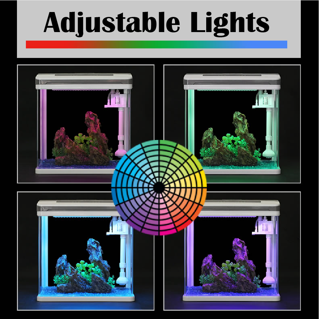 SUNSUN 28L HRX-380 aquarium fish tank with LED light and filtration system