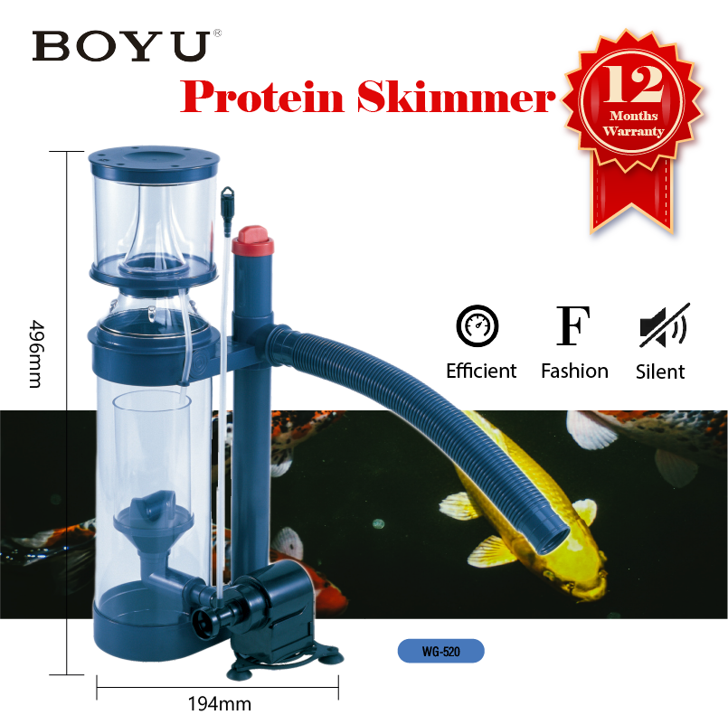 BOYU Marine Coral Reef Protein Skimmer WG-520 Aquarium Fish Tank 150-250L