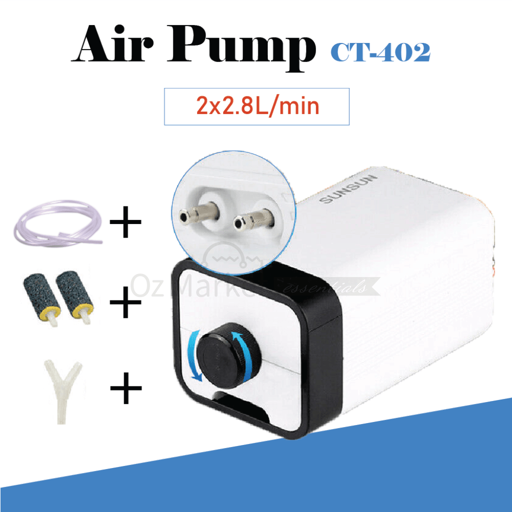 Sunsun Aquarium Air Pump Oxygen Fountain Pond Water Fish Tank 2 Outlet Au Pumps